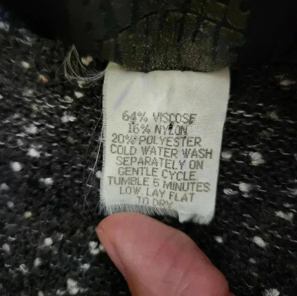 Lianne Barnes Vintage Cowl Neck Long Sleeve Speckled Navy Sweater Size S - Picture 3 of 6